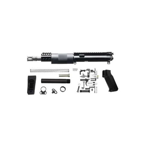 .300 BLK 7.5” Flattop Kit w/ Rail Height Gas Block, Stronghold Pistol Grip, Strongarm Pistol Tube, and Strongarm Billet Pistol Brace